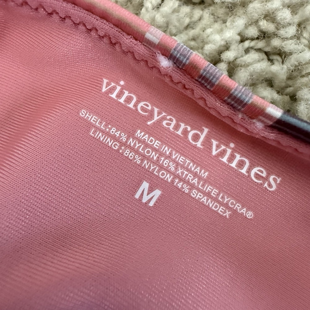 Vineyard Vines Womens Sconset 1 PC SWIMSUIT Medium Plaid Print Mallard Pink - Picture 11 of 11